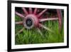 USA, Alaska, Chena Hot Springs. Vintage wagon wheel and grass.-Jaynes Gallery-Framed Premium Photographic Print