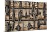 USA, Alaska. Collection of old traps hang on log cabin wall.-Jaynes Gallery-Mounted Photographic Print