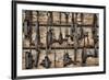 USA, Alaska. Collection of old traps hang on log cabin wall.-Jaynes Gallery-Framed Premium Photographic Print