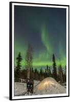 USA, Alaska, Fairbanks. a Quinzee Snow Shelter and Aurora Borealis-Cathy & Gordon Illg-Framed Premium Photographic Print