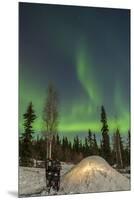 USA, Alaska, Fairbanks. a Quinzee Snow Shelter and Aurora Borealis-Cathy & Gordon Illg-Mounted Premium Photographic Print