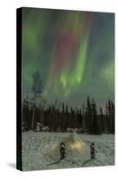 USA, Alaska, Fairbanks. a Quinzee Snow Shelter and Aurora Borealis-Cathy & Gordon Illg-Stretched Canvas