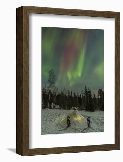 USA, Alaska, Fairbanks. a Quinzee Snow Shelter and Aurora Borealis-Cathy & Gordon Illg-Framed Photographic Print