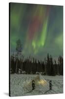 USA, Alaska, Fairbanks. a Quinzee Snow Shelter and Aurora Borealis-Cathy & Gordon Illg-Stretched Canvas