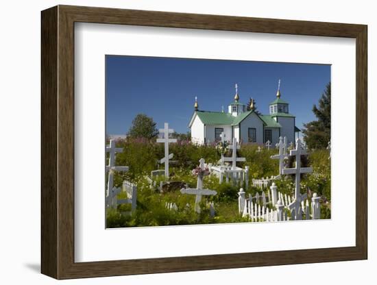 USA, Alaska, Ninilchik. Russian Orthodox Church and cemetery.-Jaynes Gallery-Framed Photographic Print