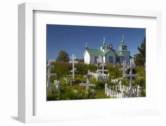 USA, Alaska, Ninilchik. Russian Orthodox Church and cemetery.-Jaynes Gallery-Framed Photographic Print