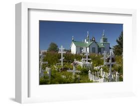 USA, Alaska, Ninilchik. Russian Orthodox Church and cemetery.-Jaynes Gallery-Framed Photographic Print