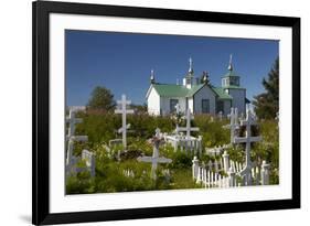USA, Alaska, Ninilchik. Russian Orthodox Church and cemetery.-Jaynes Gallery-Framed Premium Photographic Print