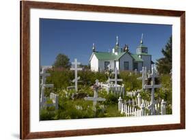 USA, Alaska, Ninilchik. Russian Orthodox Church and cemetery.-Jaynes Gallery-Framed Premium Photographic Print