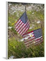 USA, Alaska, Ninilchik. US flags in American Legion Cemetery.-Jaynes Gallery-Framed Photographic Print