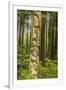 USA, Alaska, Prince of Wales Island, Kasaan. Totem pole and forest.-Jaynes Gallery-Framed Premium Photographic Print
