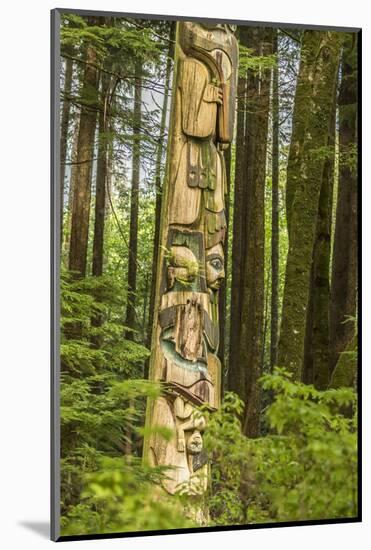 USA, Alaska, Prince of Wales Island, Kasaan. Totem pole and forest.-Jaynes Gallery-Mounted Photographic Print