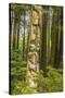 USA, Alaska, Prince of Wales Island, Kasaan. Totem pole and forest.-Jaynes Gallery-Stretched Canvas