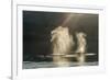 USA, Alaska, Tongass National Forest. Humpback whales spout on surface.-Jaynes Gallery-Framed Photographic Print