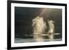 USA, Alaska, Tongass National Forest. Humpback whales spout on surface.-Jaynes Gallery-Framed Photographic Print