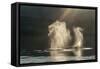 USA, Alaska, Tongass National Forest. Humpback whales spout on surface.-Jaynes Gallery-Framed Stretched Canvas