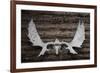 USA, Alaska, Wiseman. Moose antlers on log cabin wall.-Jaynes Gallery-Framed Premium Photographic Print