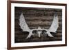 USA, Alaska, Wiseman. Moose antlers on log cabin wall.-Jaynes Gallery-Framed Photographic Print