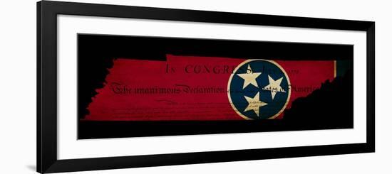 Usa American Tennessee State Map Outline with Grunge Effect Flag Insert and Declaration of Independ-Veneratio-Framed Art Print
