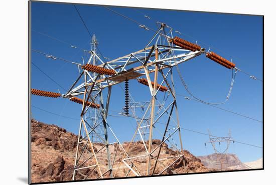 USA, Arizona and Nevada, Hoover Dam, Power Poles-Catharina Lux-Mounted Photographic Print