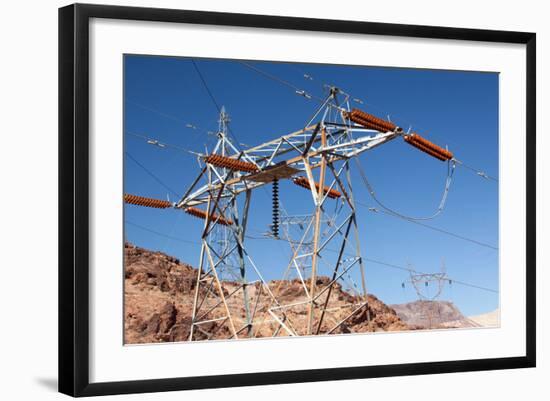 USA, Arizona and Nevada, Hoover Dam, Power Poles-Catharina Lux-Framed Photographic Print