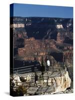 Usa, Arizona, Grand Canyon National Park, Tourists on Lookout Point at Grand Canyon South Rim-null-Stretched Canvas