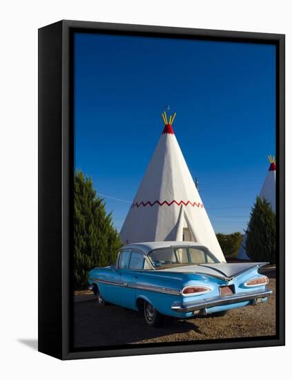 USA, Arizona, Holbrook, Route 66, Wigwam Motel, Chevrolet Impala-Alan Copson-Framed Stretched Canvas