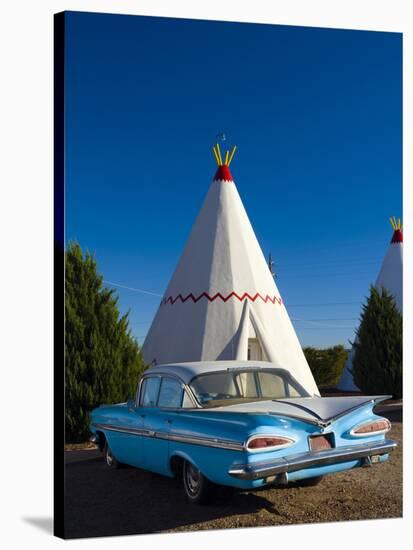 USA, Arizona, Holbrook, Route 66, Wigwam Motel, Chevrolet Impala-Alan Copson-Stretched Canvas