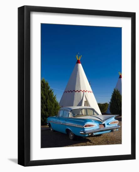 USA, Arizona, Holbrook, Route 66, Wigwam Motel, Chevrolet Impala-Alan Copson-Framed Photographic Print