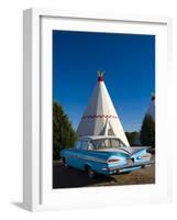 USA, Arizona, Holbrook, Route 66, Wigwam Motel, Chevrolet Impala-Alan Copson-Framed Photographic Print