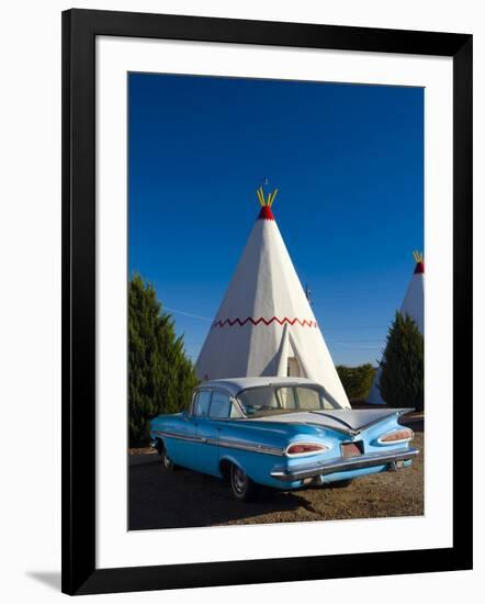 USA, Arizona, Holbrook, Route 66, Wigwam Motel, Chevrolet Impala-Alan Copson-Framed Photographic Print