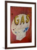 USA, Arizona, Jerome, brightly painted antique gas sign-Kevin Oke-Framed Premium Photographic Print