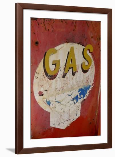 USA, Arizona, Jerome, brightly painted antique gas sign-Kevin Oke-Framed Premium Photographic Print