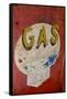 USA, Arizona, Jerome, brightly painted antique gas sign-Kevin Oke-Framed Stretched Canvas