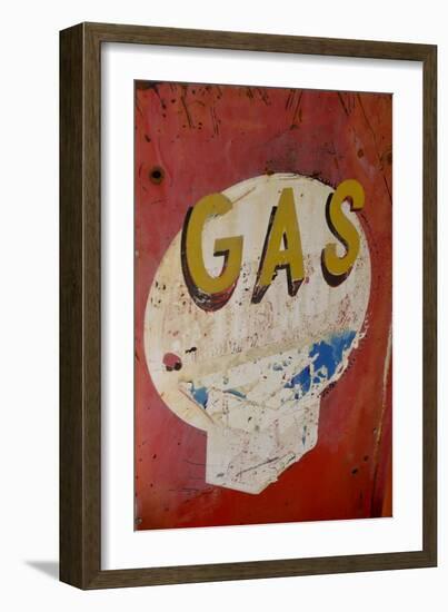 USA, Arizona, Jerome, brightly painted antique gas sign-Kevin Oke-Framed Photographic Print