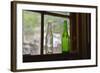 USA, Arizona, Jerome, Gold King Mine. Old Bottles in a Window-Kevin Oke-Framed Photographic Print