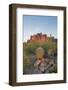 USA, Arizona, Lost Dutchman State Park. Barrel Cactus and Superstition Mountains-Kevin Oke-Framed Photographic Print