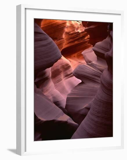 USA, Arizona, Navajo Tribal Park, Erosion of Navajo Sandstone of Lower Antelope Canyon-John Barger-Framed Photographic Print