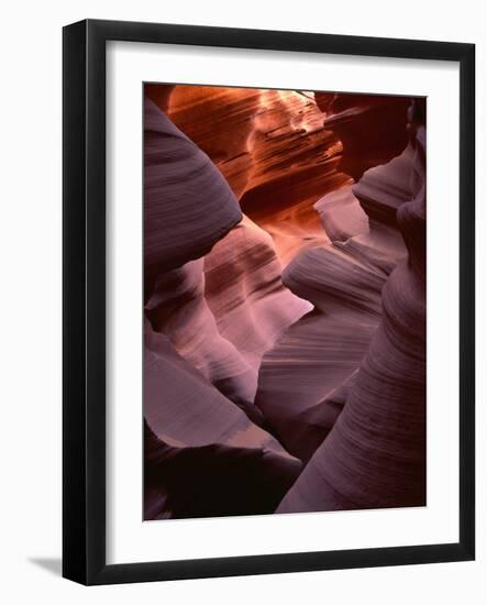 USA, Arizona, Navajo Tribal Park, Erosion of Navajo Sandstone of Lower Antelope Canyon-John Barger-Framed Photographic Print