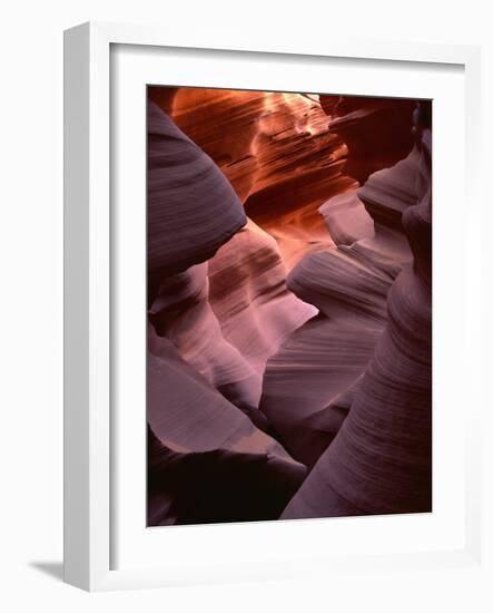 USA, Arizona, Navajo Tribal Park, Erosion of Navajo Sandstone of Lower Antelope Canyon-John Barger-Framed Photographic Print