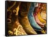 USA, Arizona, Old Scottsdale, Line Up of New Cowboy Boots-Terry Eggers-Framed Stretched Canvas