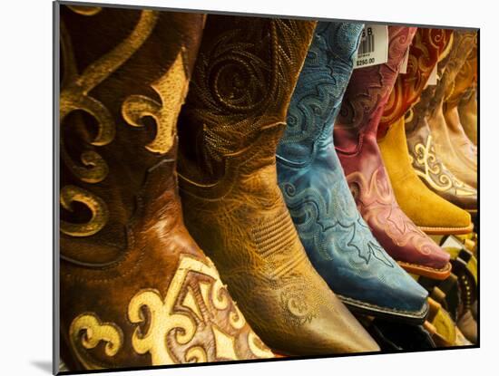 USA, Arizona, Old Scottsdale, Line Up of New Cowboy Boots-Terry Eggers-Mounted Photographic Print
