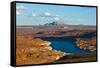 USA, Arizona, Page, Lake Powell Vistas, cruising Boat-Bernard Friel-Framed Stretched Canvas