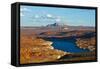 USA, Arizona, Page, Lake Powell Vistas, cruising Boat-Bernard Friel-Framed Stretched Canvas