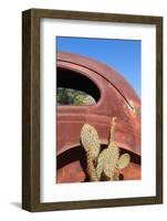 USA, Arizona, Route 66, Rusty Car Body, Cactus-Catharina Lux-Framed Photographic Print