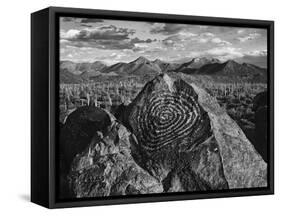 USA, Arizona, Saguaro National Park. Petroglyphs on Signal Hill-Dennis Flaherty-Framed Stretched Canvas