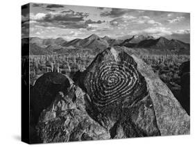 USA, Arizona, Saguaro National Park. Petroglyphs on Signal Hill-Dennis Flaherty-Stretched Canvas