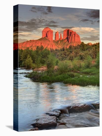 USA, Arizona, Sedona, Cathedral Rock Glowing at Sunset-Michele Falzone-Stretched Canvas