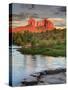 USA, Arizona, Sedona, Cathedral Rock Glowing at Sunset-Michele Falzone-Stretched Canvas