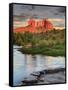 USA, Arizona, Sedona, Cathedral Rock Glowing at Sunset-Michele Falzone-Framed Stretched Canvas